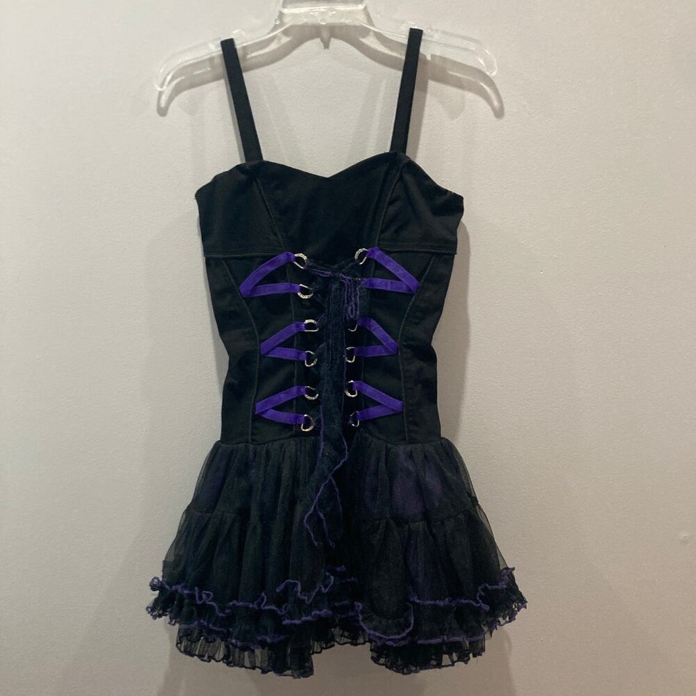 Vintage Y2K Tripp NYC Goth Emo Black Purple Corset Tutu Dress Women's XS